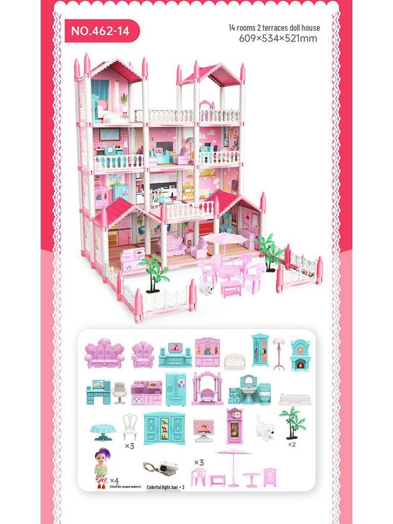 Princess Castle Dollhouse Playset: Puzzle Villa for Girls