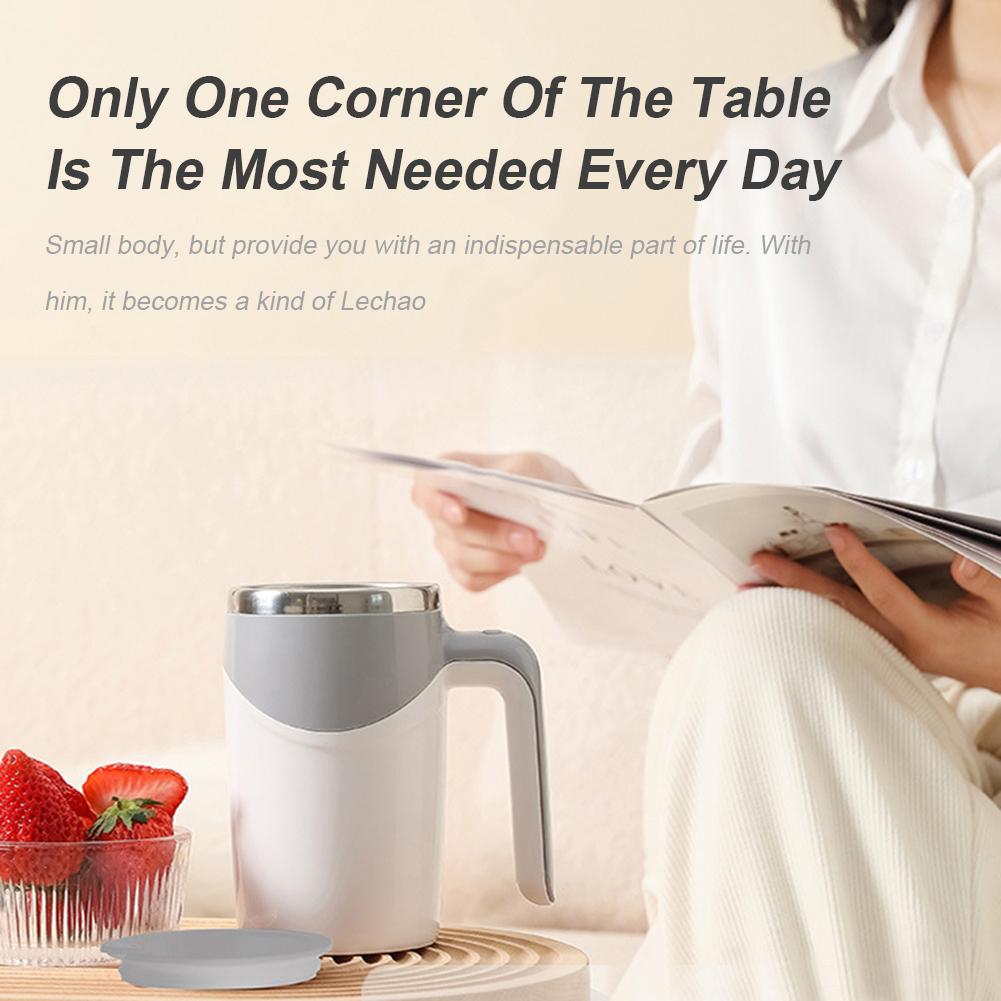 380ml Lazy Coffee Stirring Cup Stainless Steel Electric Milk Blender Cup High Temperature Resistance Portable for Outdoor Travel