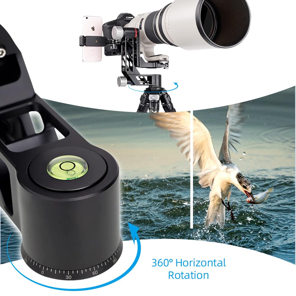 XILETU Aluminum Alloy Universal Tripod Head for DSLR Cameras and Supports Panoramic Maximum Weight Capacity of Ideal for Wildlife and Bird Includes