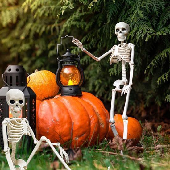 Halloweenská kostra celotělové pohyblivé klouby Realistické ozdoby lidské kostry pro párty strašidelný dům trik nebo dárky.