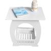 End Table White Nightstand Coffee End Table with Open Storage Elegant Bedside Table for Living Room Bedroom Office Decoration