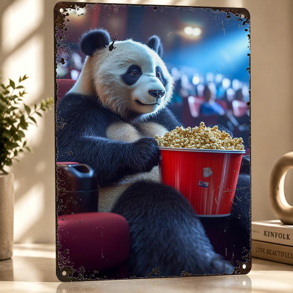 Panda At the Movies D Printed Texture Poster Personalized Wall Art Retro Metal Tin Signs for Home Decor Accessories Wand Deko
