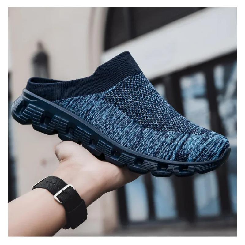 Men Knitting Half Slipper Slip-on Casual Shoes Couples Breathable Platform Sneakers Comfortable Outdoor Slippers Zapatos Hombre