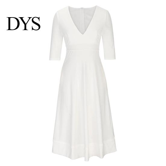 Women Flowing Long Dresses Midi Dress Deep V Neck A-line Flowy Hem Solid Color Half Fashionable Sleeves Pure Dating Prom Party Banquet Evening V-neck