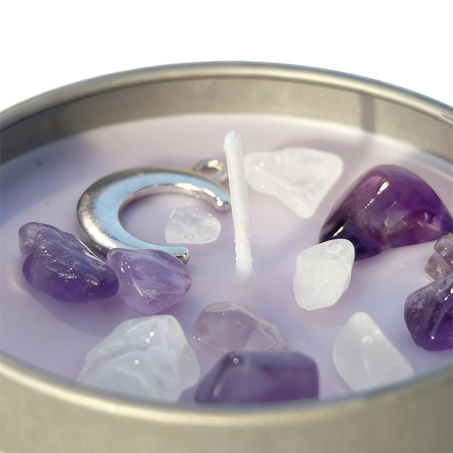 Law of Attraction Peace Ritual Candle, Lavender & Chamomile Aroma with Healing Crystals, Great for Holiday Gifting Christmas