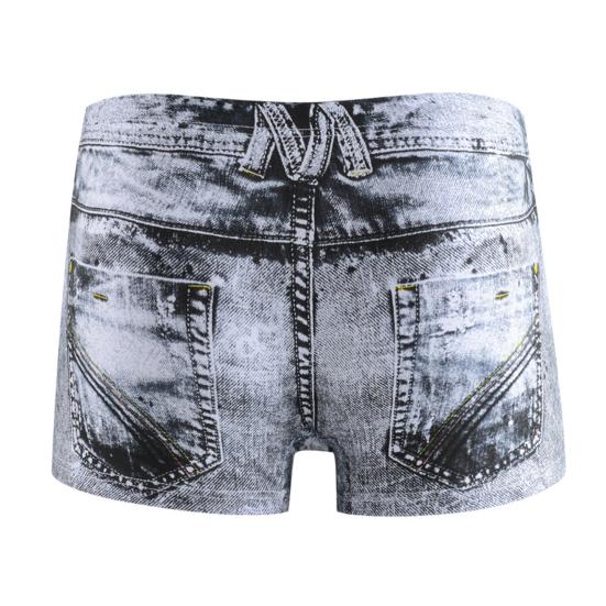 Herren-Boxerunterwäsche, mittelhoher Schnitt, Imitation von Jeans mit 3D-Druck, Shorts, Slips, elastische Wraps, U-konvexe Höschen