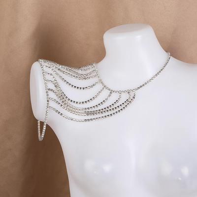 Luxurious Rhinestone Bridal Shoulder and Collarbone Chain Necklace Accessory