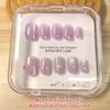 100% HANDMADE Round Shape Fake Nail Set With Glue Art Ice Cream Slightly Transparent Gray Purple Cat'S Eye Short Laser Rainbow Nails Reusable
