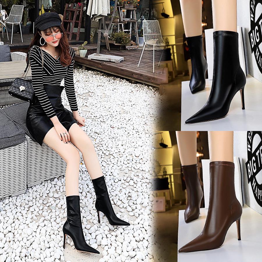 Women's European & American Style Stiletto High Heel Pointed Sexy Nightclub Slim Ankle Boots