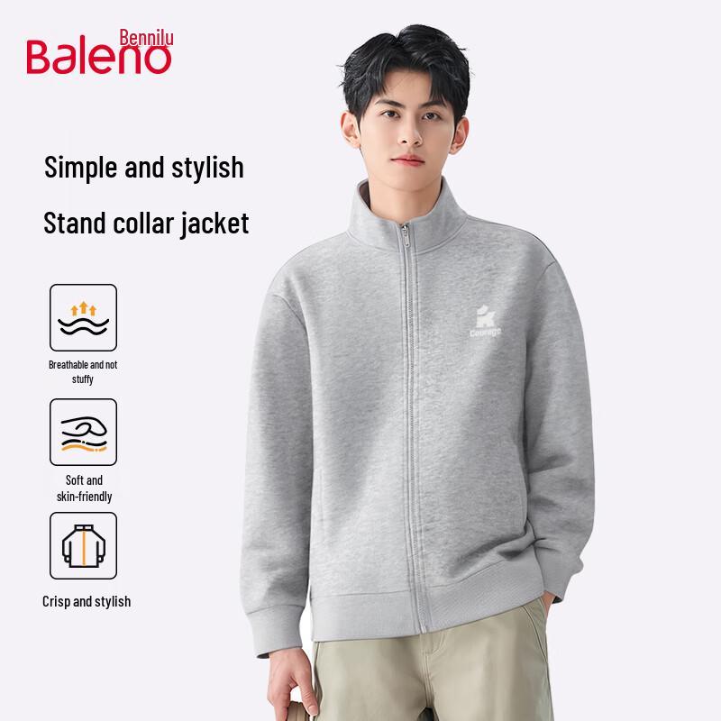 

Baleno Men s Heavyweight Stand-Collar Zip Sweatshirt Jacket 3XL