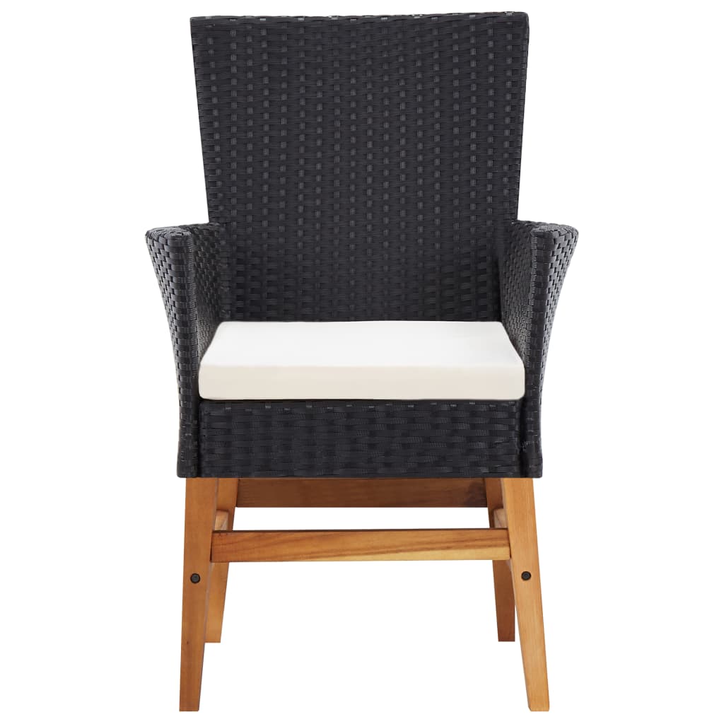 9 piece Garden Dining Set PE Rattan and Acacia Wood Black
