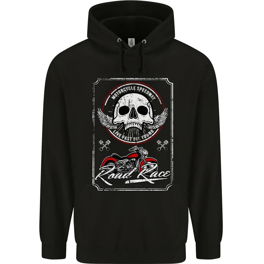 Motorcycle Road Race Biker Motorbike Skull hoodie-Casual Pullover Sweatshirt