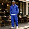 Men's Warm Lined Hooded Sweatshirt and Wide Leg Cargo Pants Set, Relaxed Fit Casual Outdoor Activewear