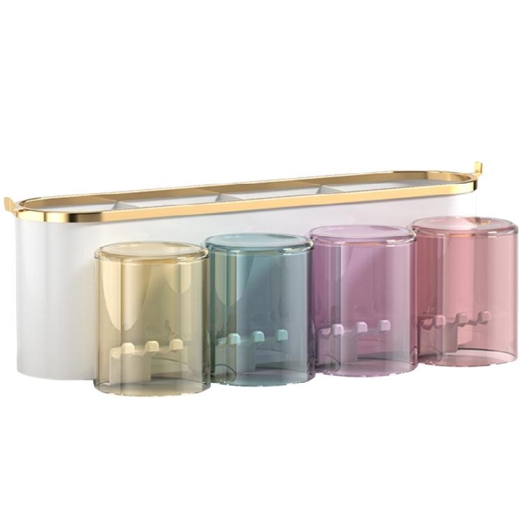 

Practical Waterproof Shelf Plastic Toothbrush Rack with Convenient Toothpaste Dispenser Bathroom Toiletries Storage Box