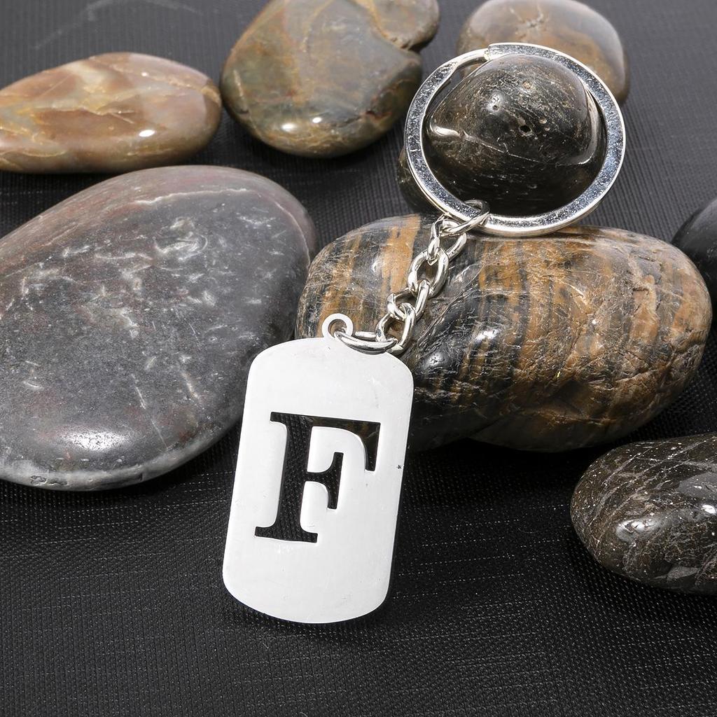 Stainless Steel Alphabet Charm Keychain - Smooth Surface, Retro Style Gift Pendant