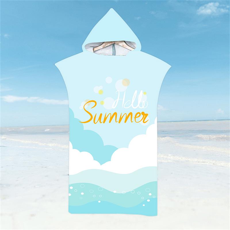 Microfiber Quick-Dry Hooded Beach Poncho Bathrobe for Adults