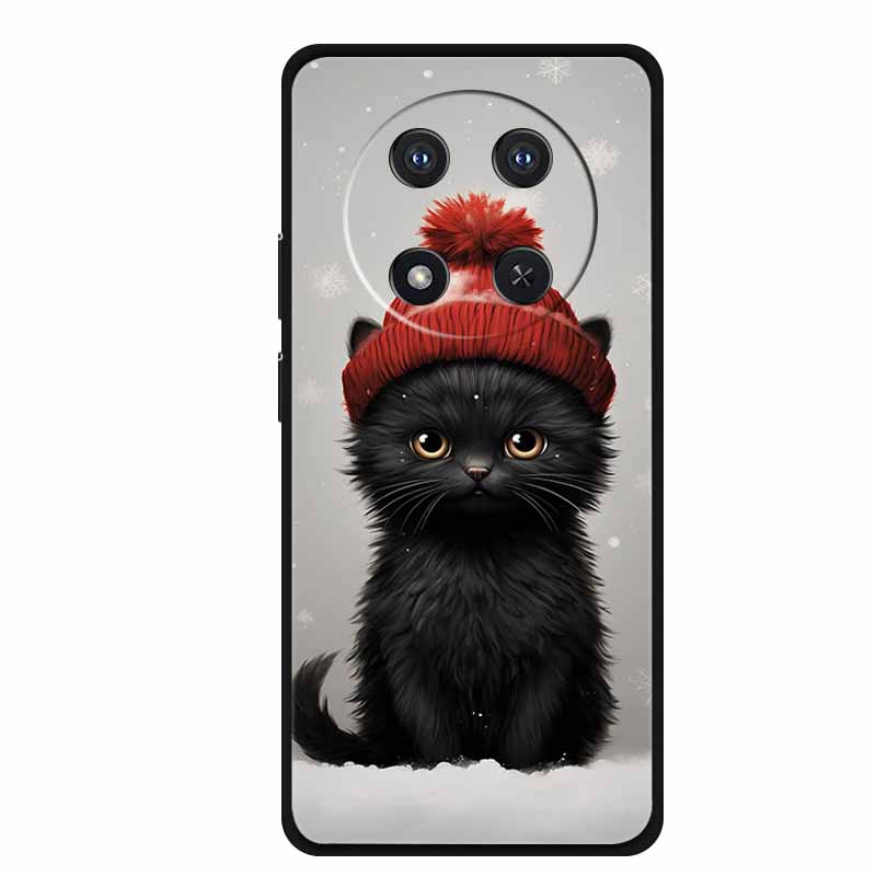 For Honor X9c Case X 9 c Coque Flowers Black Silicone TPU Soft Back Cover For Honor Magic 7 Pro Magic7 5G lite Phone Case Funda