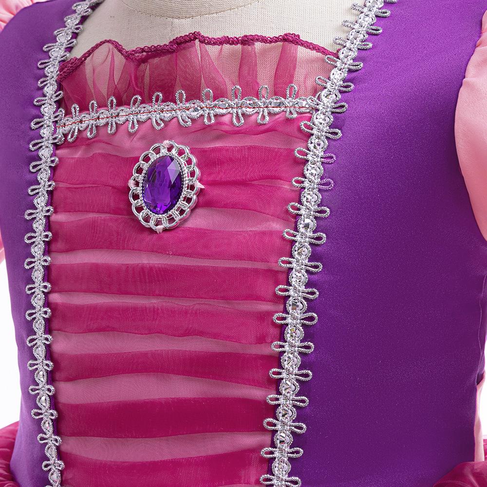 Girls' Cinderella Cosplay Dress - Puff Sleeve Frozen-Style Mesh Dress