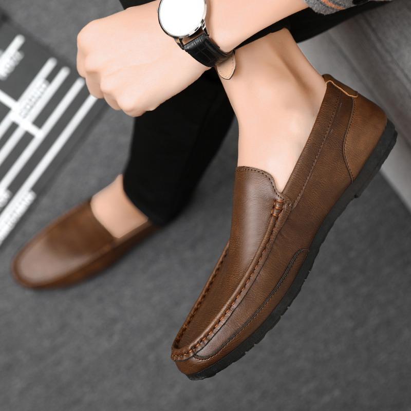 2024 New Genuine Leather Men Shoes Casual Luxury Brand Men Loafers Italian Moccasins Breathable Slip On Men Driving Shoes