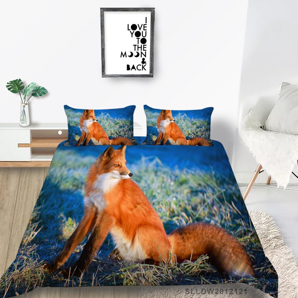 Quilt Cover, Pillowcase Two Or Three-Piece Set, Polyester Fox 3D Digital Printing