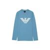 Logo Print Crew Neck Long Sleeve T-Shirt Men Tops Sky-Blue 8N1TN8-1JPZZ-0783