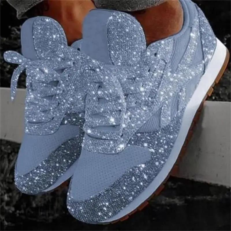 Fashion Women's Shoes Trend 2024 Sneakers Glitter Women Vulcanized Shoes Female Height Increase Chunky Sneaker Running Sparkling Shoes