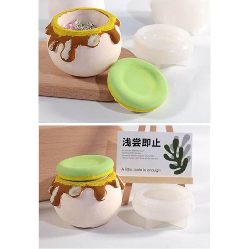 Silicone Jar Molds with Lids for DIY Storage Box, Candy Container Decors Crafts