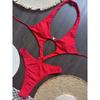 Sexy Cut Out One Piece Swimsuit Backless Halter Women Swimwear Pearl Patchwork Thong Bathing Suit Red White Beachwear Monokini