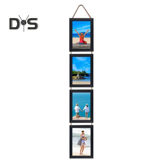 

6/7-дюймовая настенная фоторамка в деревенском стиле из цельного дерева, вертикальная рамка для коллажа с прозрачным стеклом, DIY 4-открывающаяся фоторамка, настенное художественное украшение 6inch