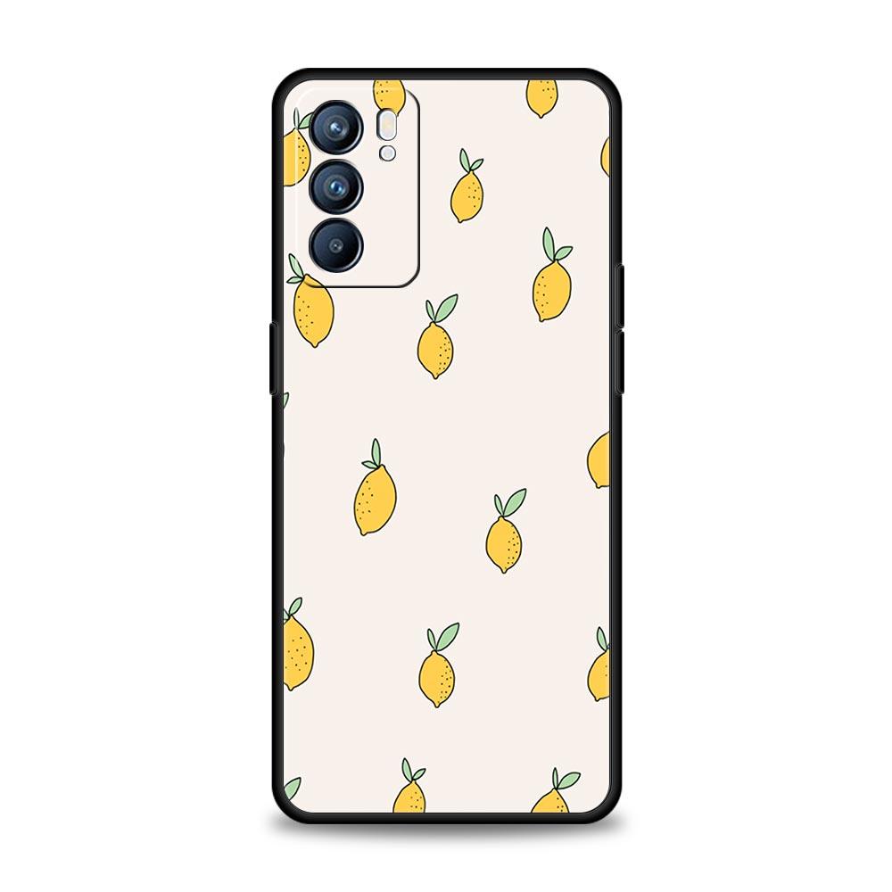 Mediterranean Lemon Soft Phone Case For Oppo Find X5 A54 A53 A52 A9 2020 A15 A95 A16 A76 A74 A12 Reno7 SE Reno6 Pro 5G TPU Cover