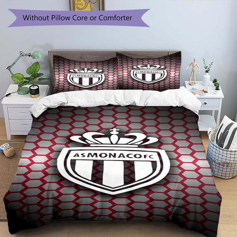 Monaco Football club Printed Pattern Duvet Cover Set – includes 1 duvet cover and 2 matching pillowcases Bedroom decor Christmas gifts