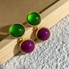 Classic Middle Women Girls Enamel Flower Earrings Ear Clip Vintage Elegant Lady High-end Party Banquet Accessories Jewelry