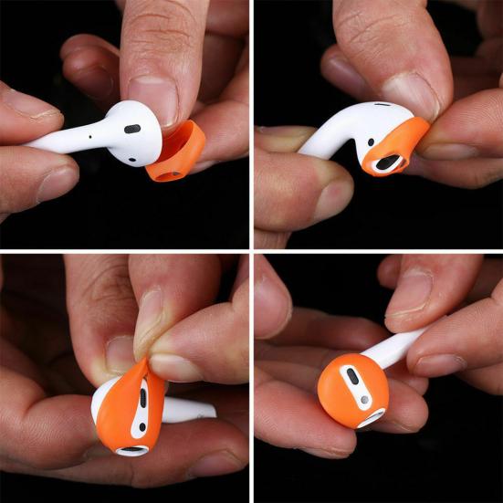 2 Pair Silicone Anti-Slip Earphone Protective Cover Case Eartips for Air-pods 1 2