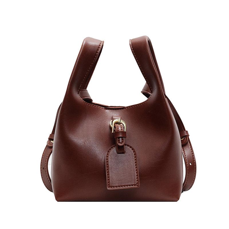 

Fashion and popular Korean niche retro simple shopping bag-shaped handbag female versatile commuter foreign style messenger bag коричневый