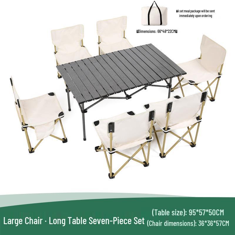 Aluminum-Magnesium Folding Table & Chair Set: 5-Piece Portable Picnic & Camping Gear for Vehicle or Self-Driving Tours
