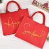 Personalized Christmas Gift Bags Red Burlap Tote Bag Xmas Holiday New Year Gift Wedding Bachelor Party Bridal Shower Keepsake