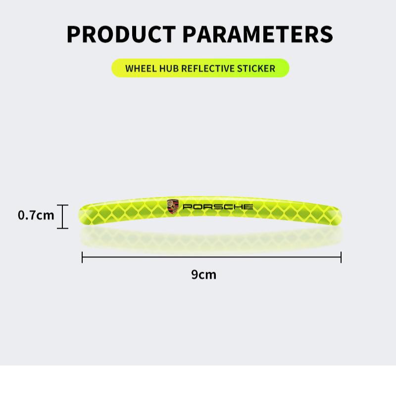 Car Wheel Hub Reflective Stickers Tire Rim Luminous Styling Accessories For Porsche 911 918Spyder 928 944 968 Boxster Cayenne Macan Panamera