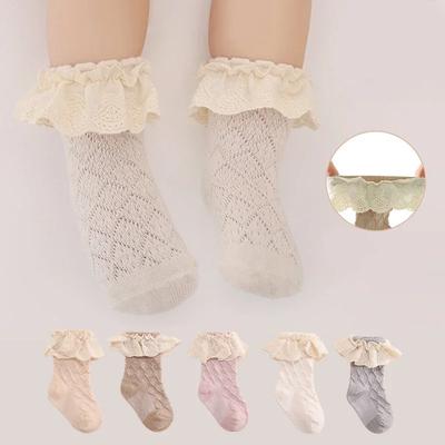 Calcetines Largos con Volantes para Piernas de Niñas Algodón Calcetines Lindos Ropa de Primavera Otoño para Niños con Encaje Calcetines de Algodón Unisex para Niños Pequeños