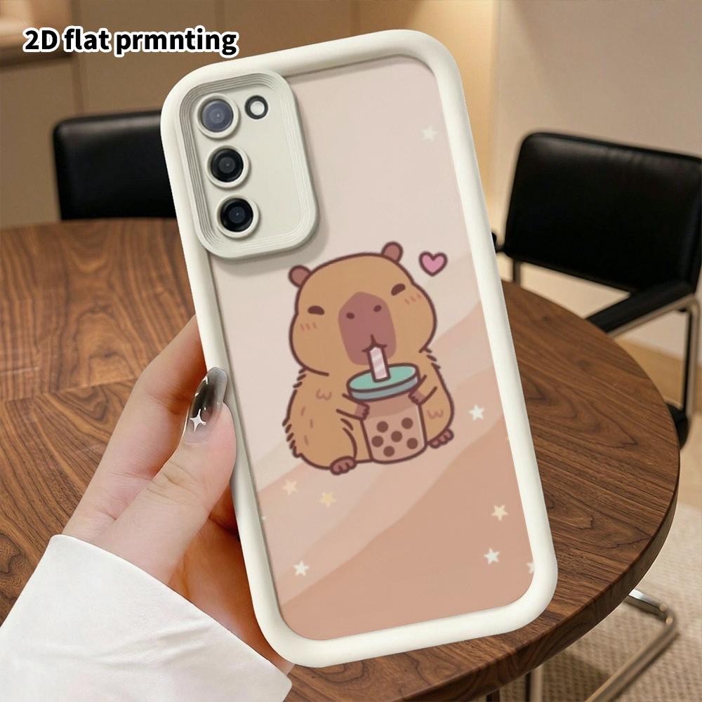 Phone Case: 2D Flat Samsung Galaxy A34 A35 M05 M06 S20 S22 S21 FE Plus 5G Stepped Protective Case, with a Milk Tea Capybara, Christmas and Halloween G