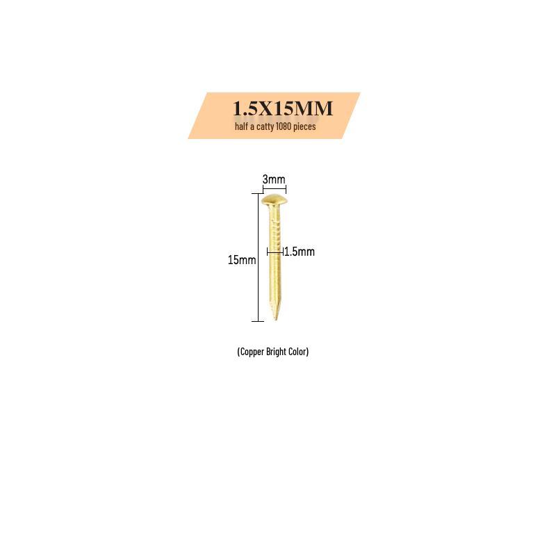 Antique Brass Round Head Copper Nails for Hinges & Decorative Use, Golden Finish, Small Size