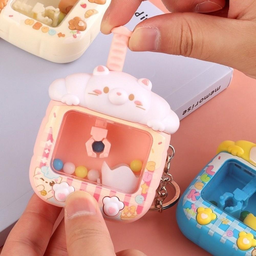 Cartoon Catching Ball Machine Keychain Plastic Tiny Arcade Games Pendant  Car Key Chains