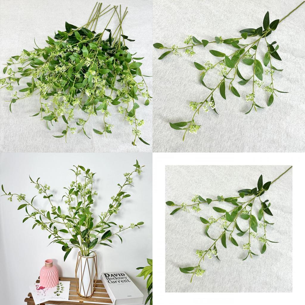 Wedding Celebration Artificial Wintergreen Leaves With Pearl Accents For Photography And Gifts