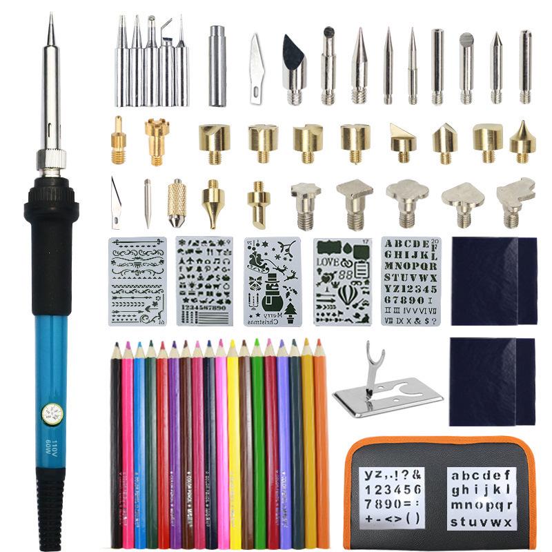 71-Piece Adjustable Temperature Pyrography Pen Set with US/EU/UK Standards