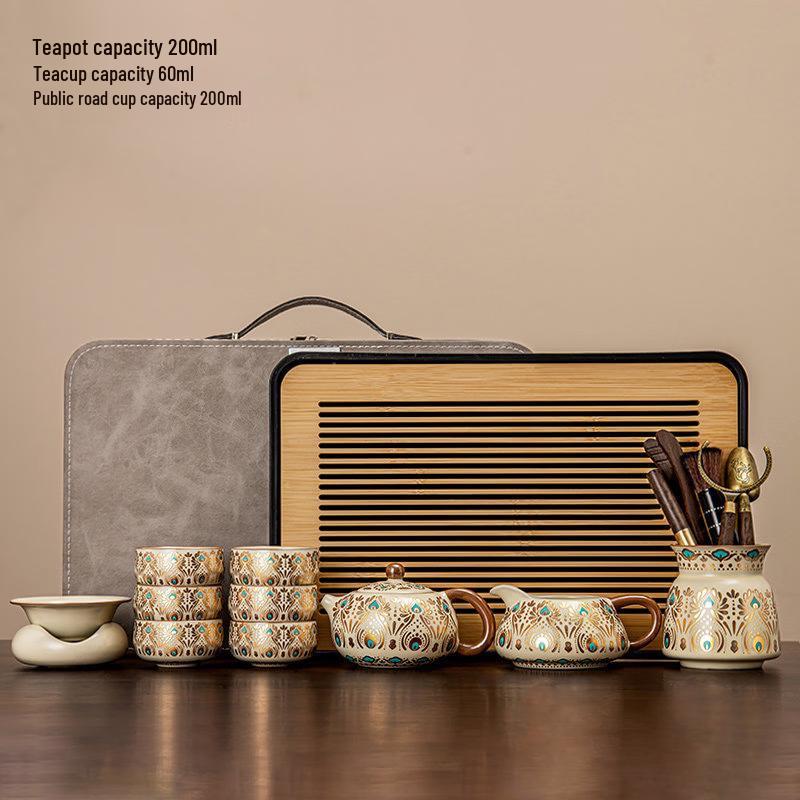 Dunhuang Ru Kiln Ceramic Travel Tea Set