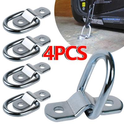4pc Cargo Lashing Surface Mount D Ring Staple Cleat Tie Down Ring Trailers For Vans Trucks Horsebox Boat Ropes Car Fastener Clip