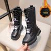 Girls' Leather Martin Boots: Cute Buckle High Boots for Autumn/Winter 2025