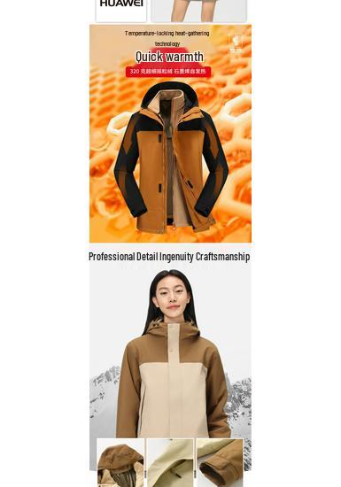 Custom Autumn/Winter Three-in-One Graphene Self-Heating Windbreaker with Embroidery