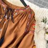 Kadınlar İçin Moda Nakışlı Elbise Rahat Kazak O Yaka Uzun Kollu Bağcıklı Kemer A Kesim Elbiseler Tatil Yeni