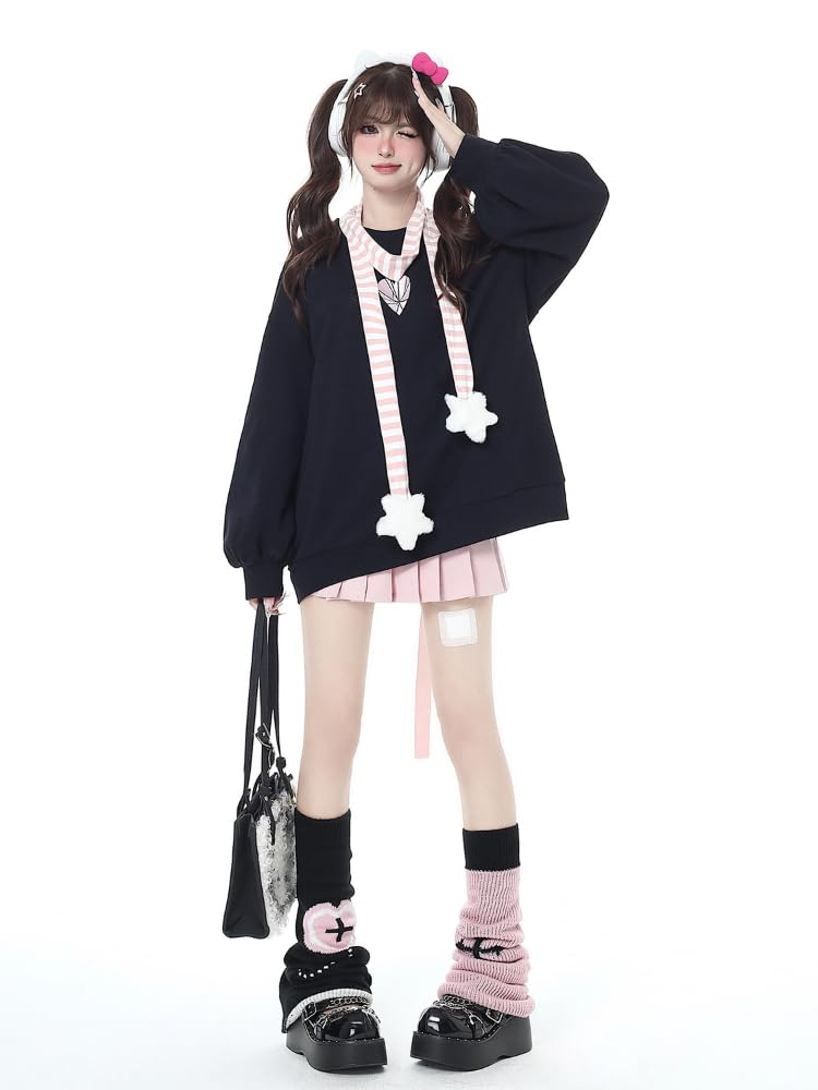 Gablcad Subculture Ribbon Harajuku Subculture Sickly Korean Size Women's Top, Style, Decoration, Style, Landmine, Cute, Style, Stylish, Fall/Winter