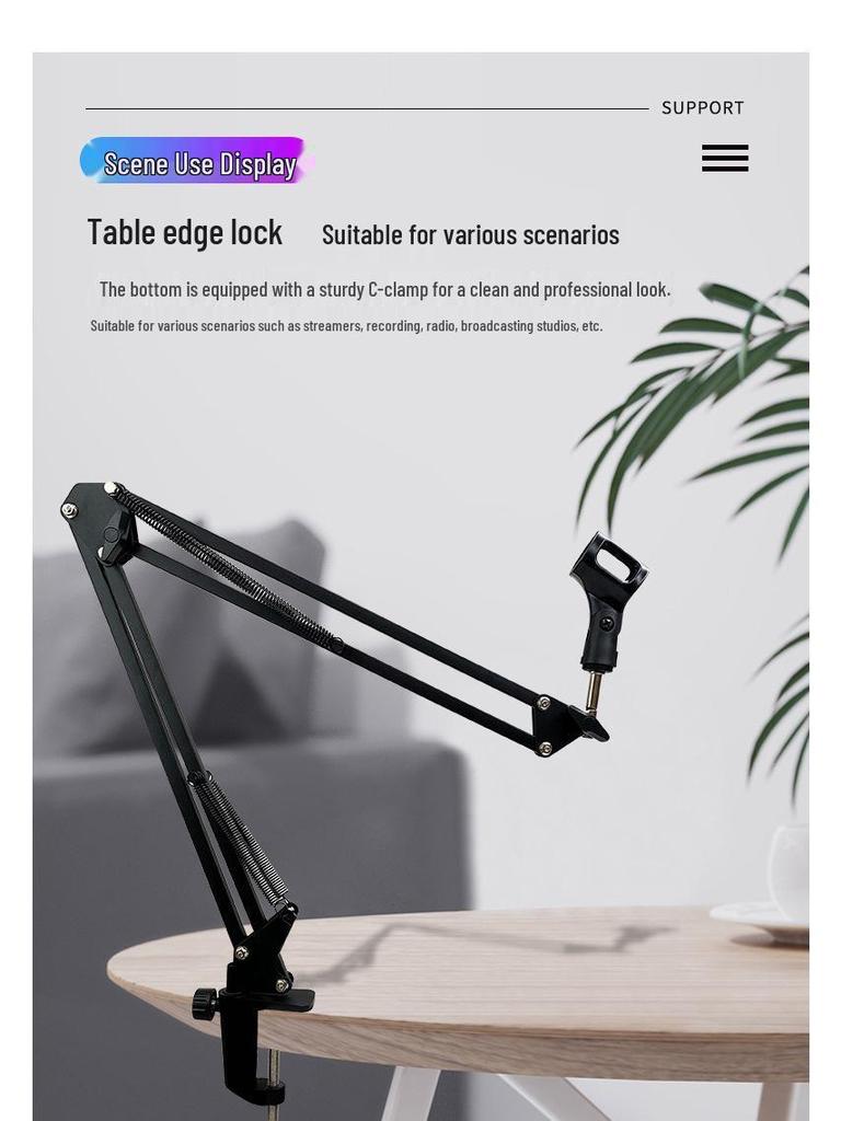 NB35 Universal Folding Microphone Boom Arm Stand with Clamp for Desktop Live Streaming.